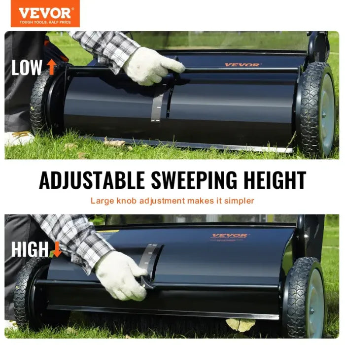 VEVOR Push Lawn Sweeper - Leaf & Grass Collector